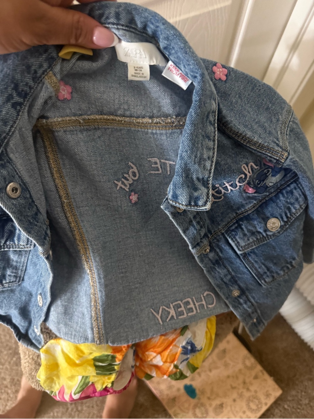 Zara Blue Denim Jacket Stitch